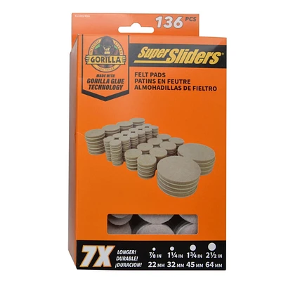 Super Sliders Avec Gorilla Glue feutre pack valeur Beige 136pc Felt Value Pack