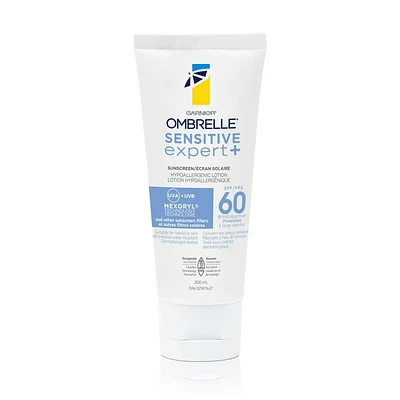Garnier Ombrelle Sensitive Expert Crème Solaire pour le Corps SPF 60, Hypoallergénique, Pour Les Peaux Les Plus Sensibles, 200 mL Protection pour les peaux les plus sensibles