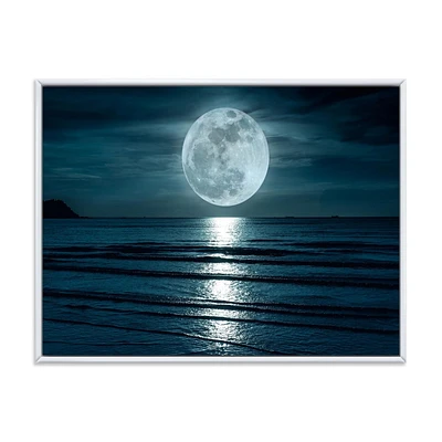 Designart Super lune sur la mer I ART MURAL À CADRE FLOTTÉ