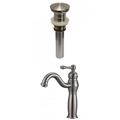 American Imaginations AI-29480  Ensemble de robinet en laiton sans plomb approuvé par CUPC à 1 trou de couleur nickel brossé - Drain incl.