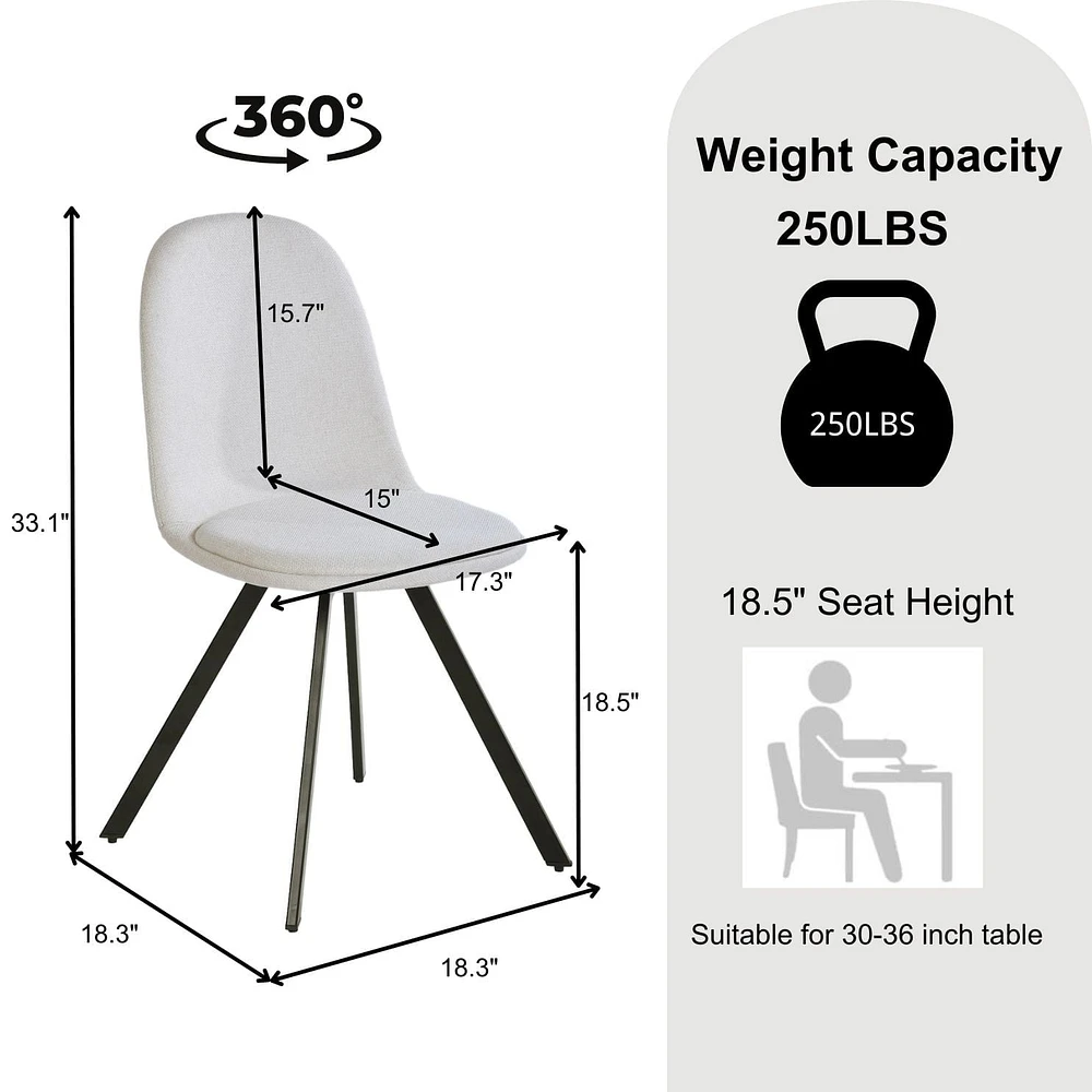 Ensembles de salle à manger Homy Casa - Table de 62.9 pouces et 4 chaises rembourrées pour salle à manger familiale Ensembles de 5 pièces pour 4-6 personnes