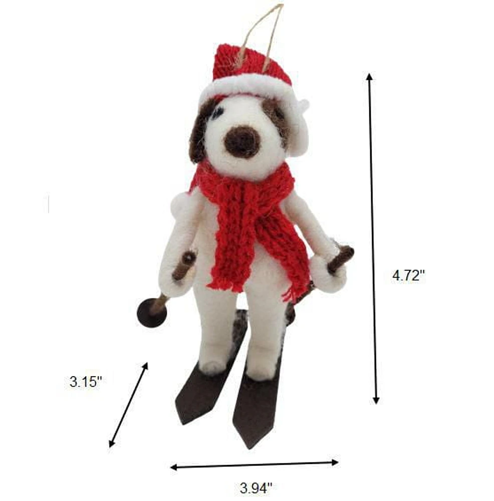 Temps de vacances Laine Polyester Tissu Ski Chien - Blanc