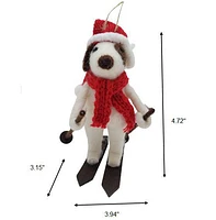 Temps de vacances Laine Polyester Tissu Ski Chien - Blanc