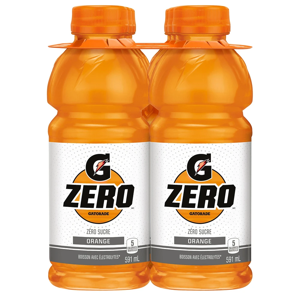 Gatorade Zéro Orange Boisson Électrolytique 6 x 591 mL, Bouteilles 6x591mL
