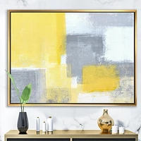 Designart Abstrait bleu gris et jaune XXI ART MURAL À CADRE FLOTTÉ
