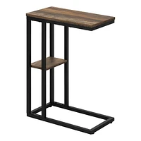 Monarch Specialties Table D'appoint, En Forme De C, Bout, Côté, Collation, Salon, Chambre À Coucher, Métal, Stratifié, Brun, Noir, Contemporain, Moderne