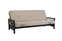 Cadre de futon en métal Nadine de DHP avec accoudoirs en bois espresso - matelas deux places vendu séparément