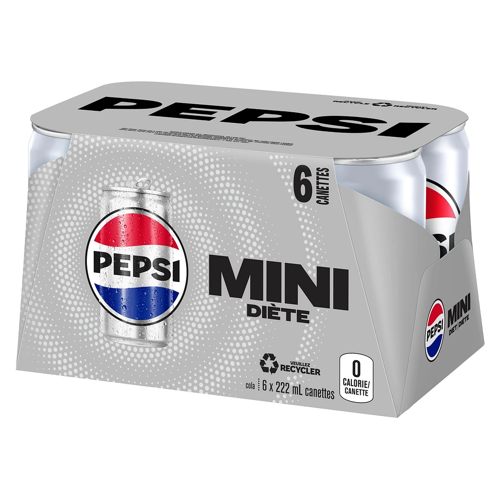 Pepsi Diet Cola 6 x 222mL, Mini Cans, 6x222mL