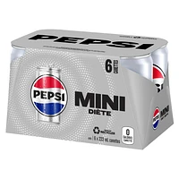Pepsi Diet Cola 6 x 222mL, Mini Cans, 6x222mL