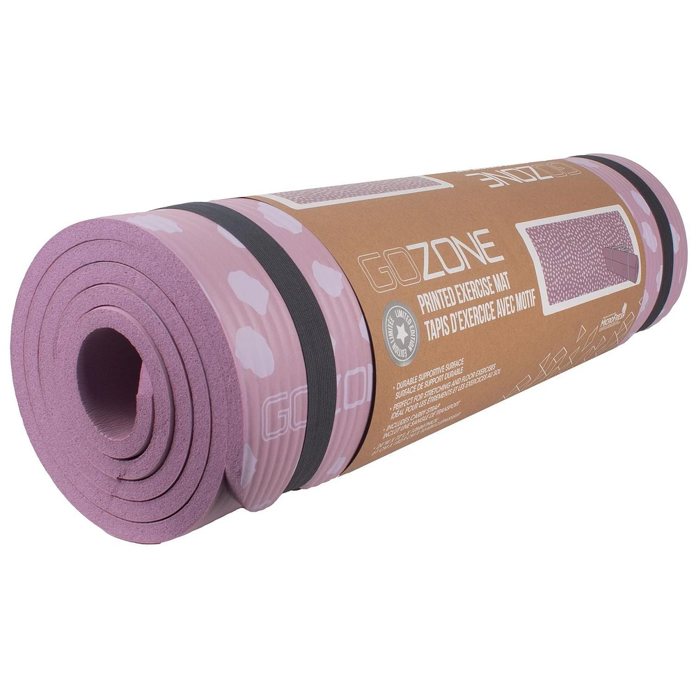 Tapis d’exercice avec pois imprimés de 10 mm – 61 cm x 182,9 cm – Violet/gris