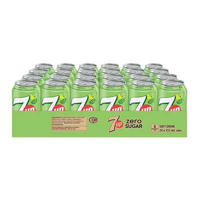7UP Zero Boisson Gazeuse Citron Lime 24 x355 mL, Canettes 24x355mL