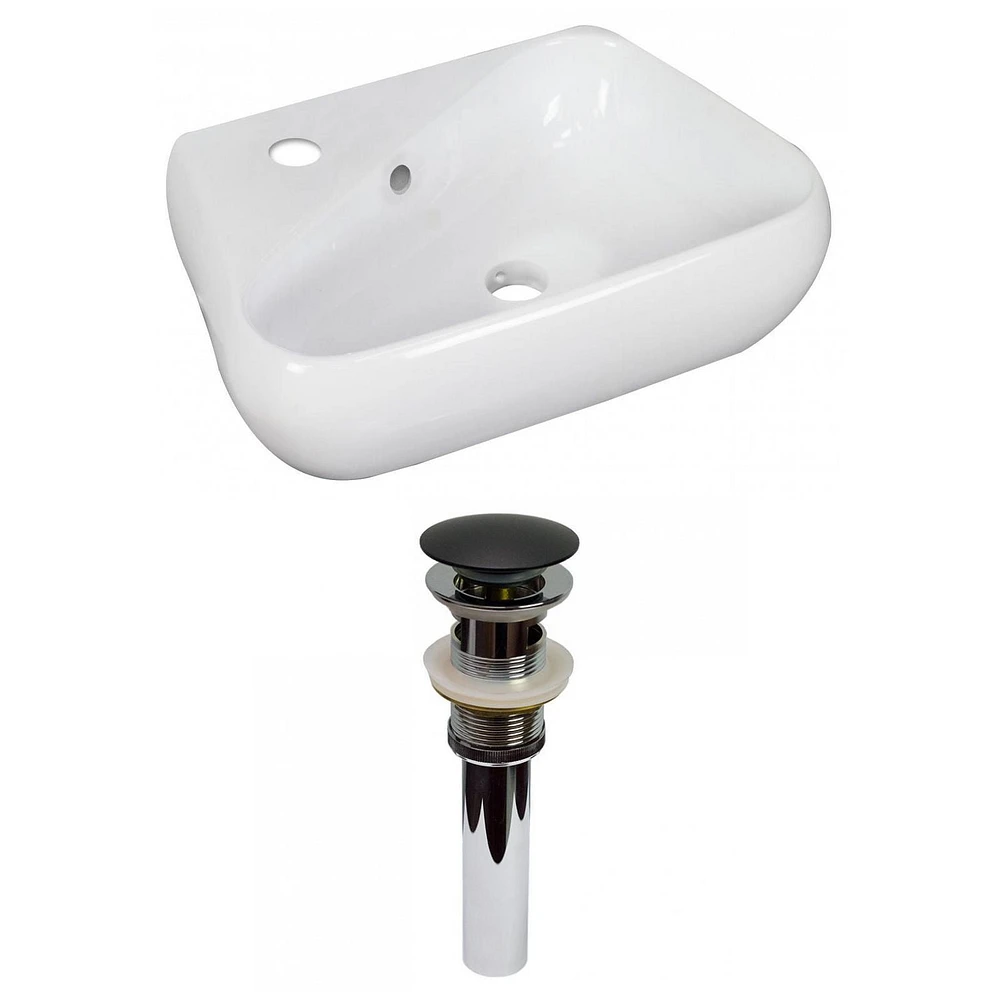 American Imaginations AI-31295 17,5 pouces W au-dessus du navire blanc de compteur pour le forage gauche de 1 trou
