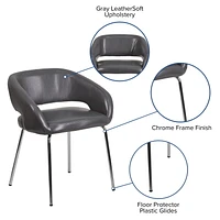 Chaise de réception contemporain auxiliaire en cuir gris de la série Fusion