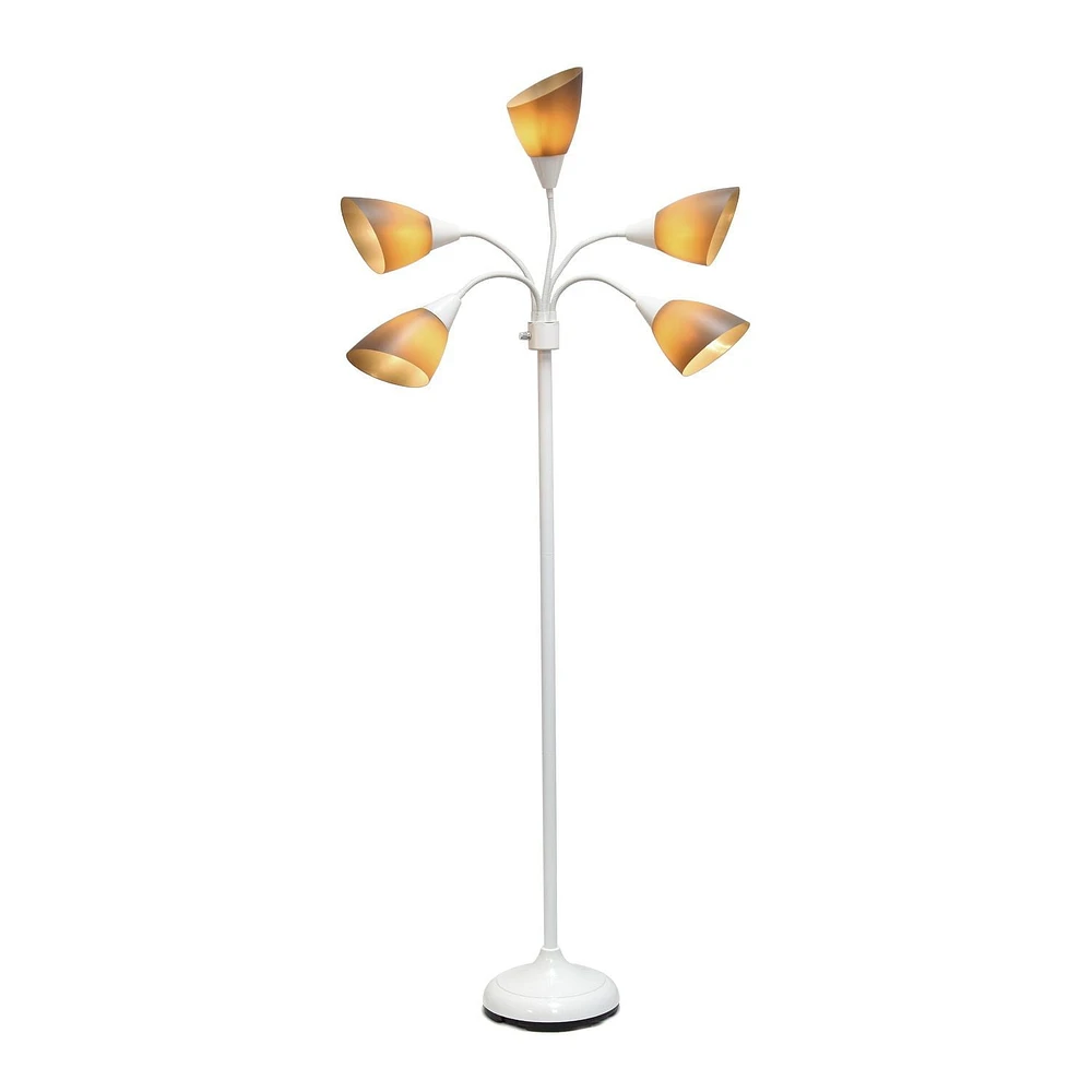 Simple Designs Lampadaire à col de cygne réglable à 5 lumières