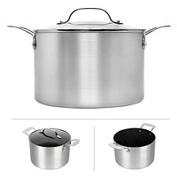 Granitestone 7 Quart Silver Nonstick Stock Pot with Lid Cookware, Oven & Dishwasher Safe