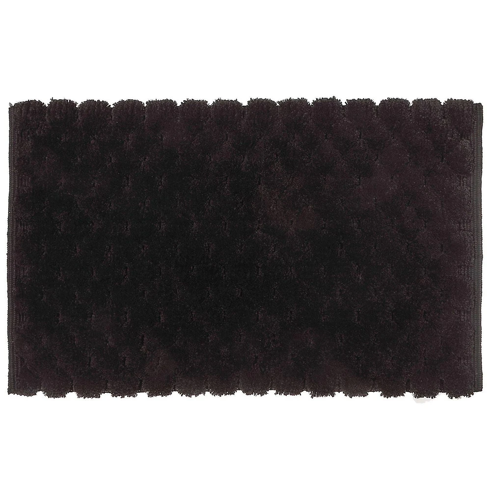 HANDWOVEN POMPOM BATH MAT (BLACK) (20 x 32)
