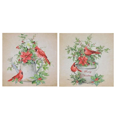 Art Mural En Bois Cardinal - Lot De 2