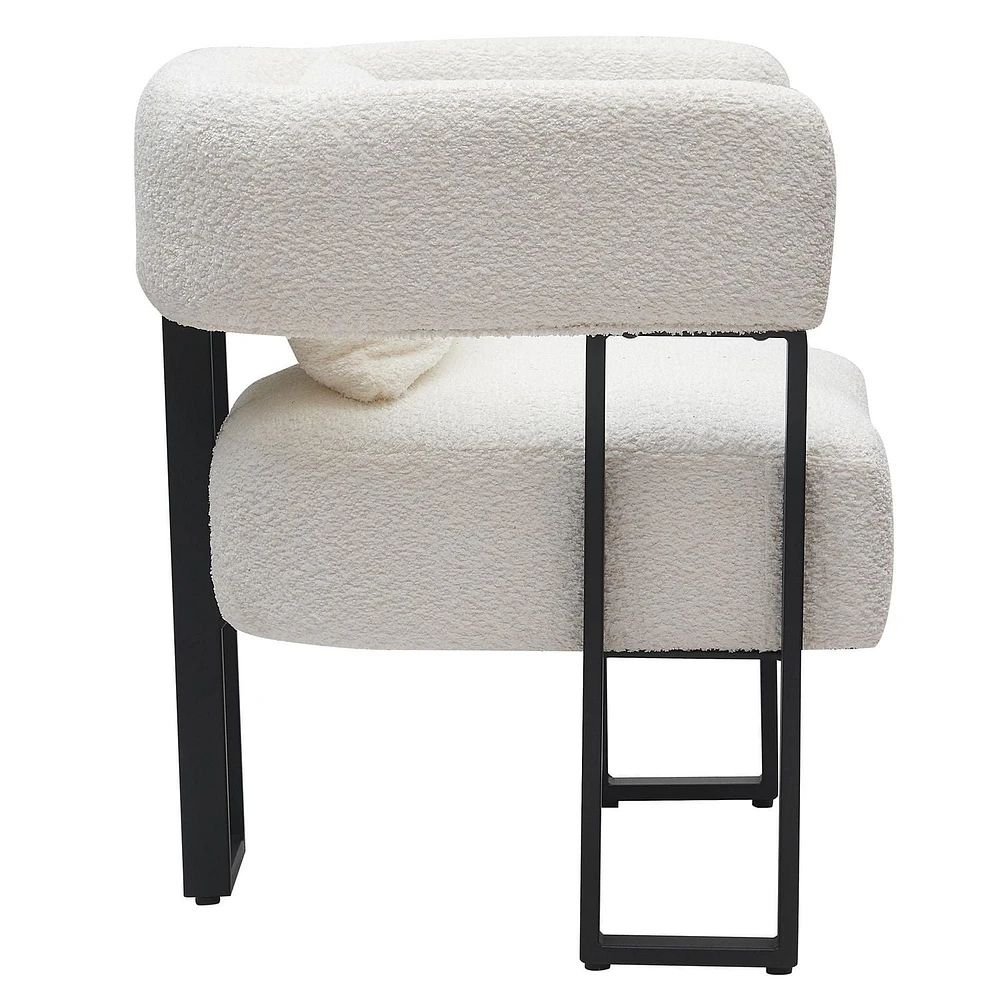 Contemporaine Tissu Bouclé Fauteuil - Ivoire et Noir
