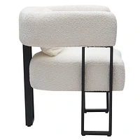 Contemporaine Tissu Bouclé Fauteuil - Ivoire et Noir