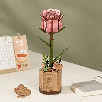 Rokr 3D Wooden Puzzle Pink Rose Flower Bouquet DIY