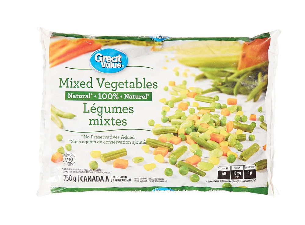 Great Value Frozen Mixed Vegetables, 750 g