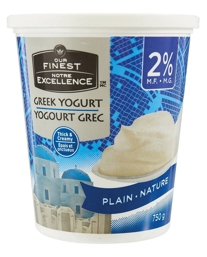 Our Finest Plain 2% M.F. Greek Yogurt, 750 g