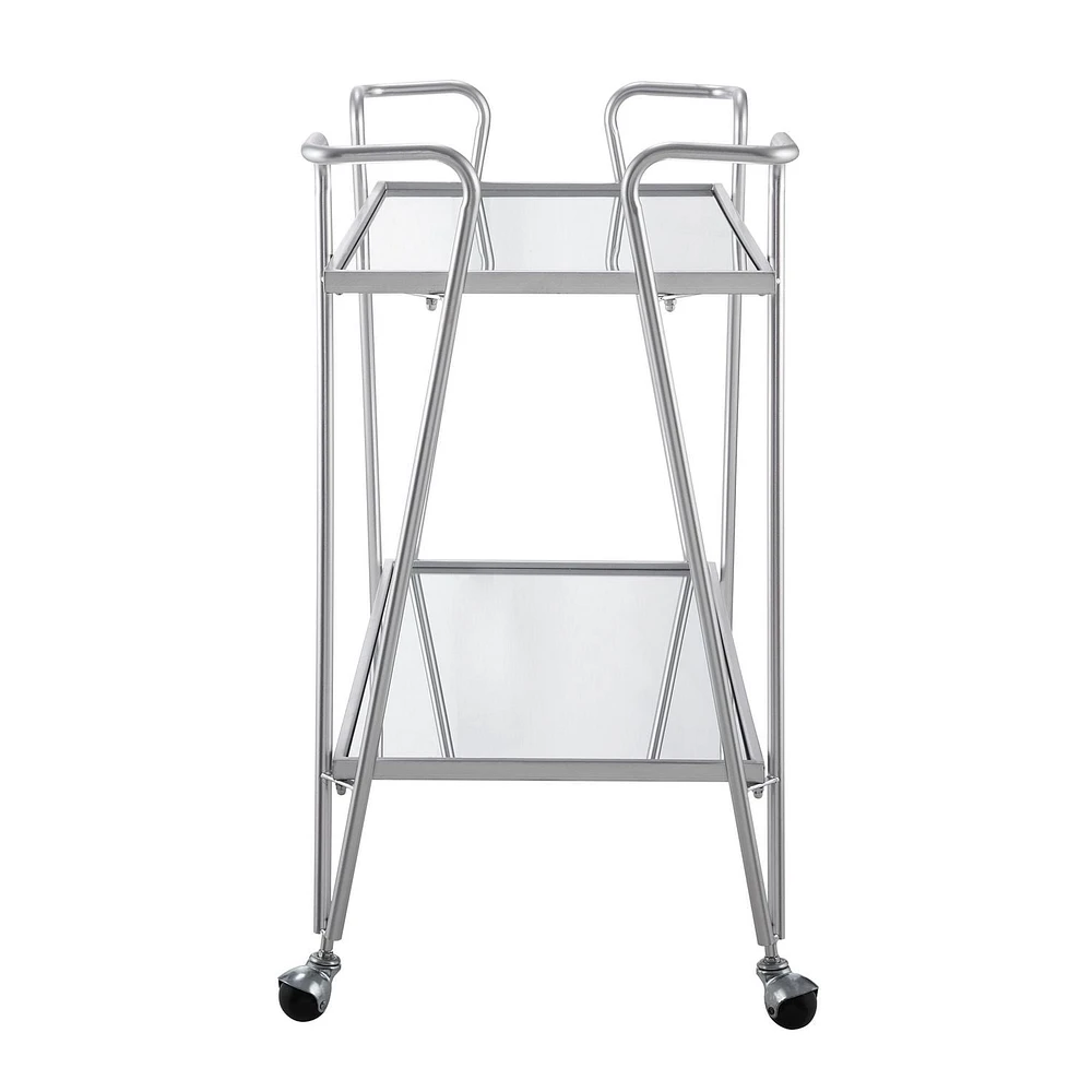 Putnam Silver Mid-Century Bar Cart