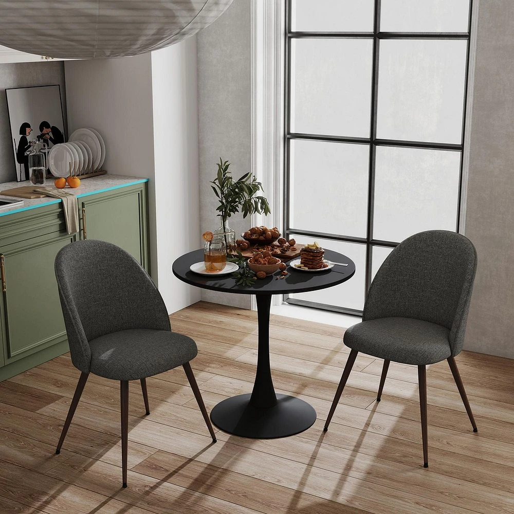 Ensemble de salle à manger 3 pièces Homy Casa avec table ronde et chaises rembourrées pour petites cuisines ou appartements