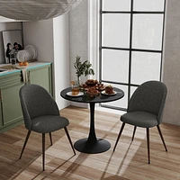 Ensemble de salle à manger 3 pièces Homy Casa avec table ronde et chaises rembourrées pour petites cuisines ou appartements