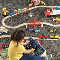 Melissa & Doug Vroom & Zoom Interactive Wooden Dashboard Steering Wheel Pretend Play Driving Toy - FSC Certified