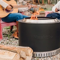 Muskoka 25" Black Steel/Stainless Steel Smokeless Wood Fire Pit with Lid, Poker & Protective Cover
