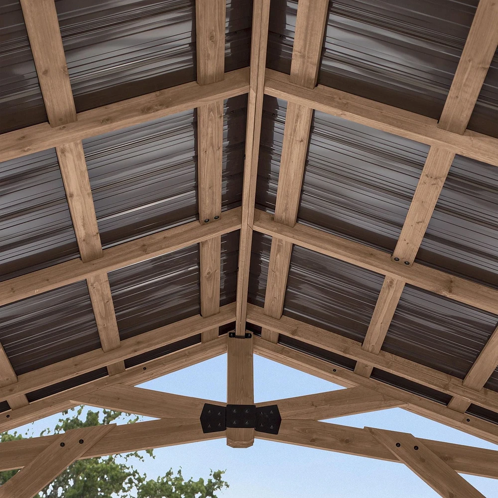 Backyard Discovery Pavillon de jardin en cèdre Norwood 14 pi x 12 pi