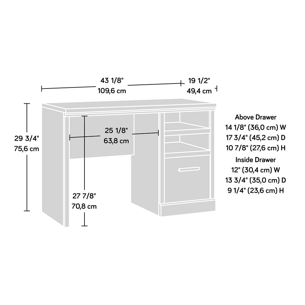 Sauder La Collection Aspen Post® Bureau, Finition Prime Oak, 433958