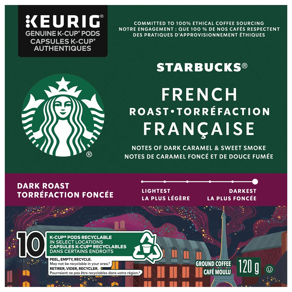 French Roast Dark Roast Ground Coffee K-Cup Pods Box 10 pc