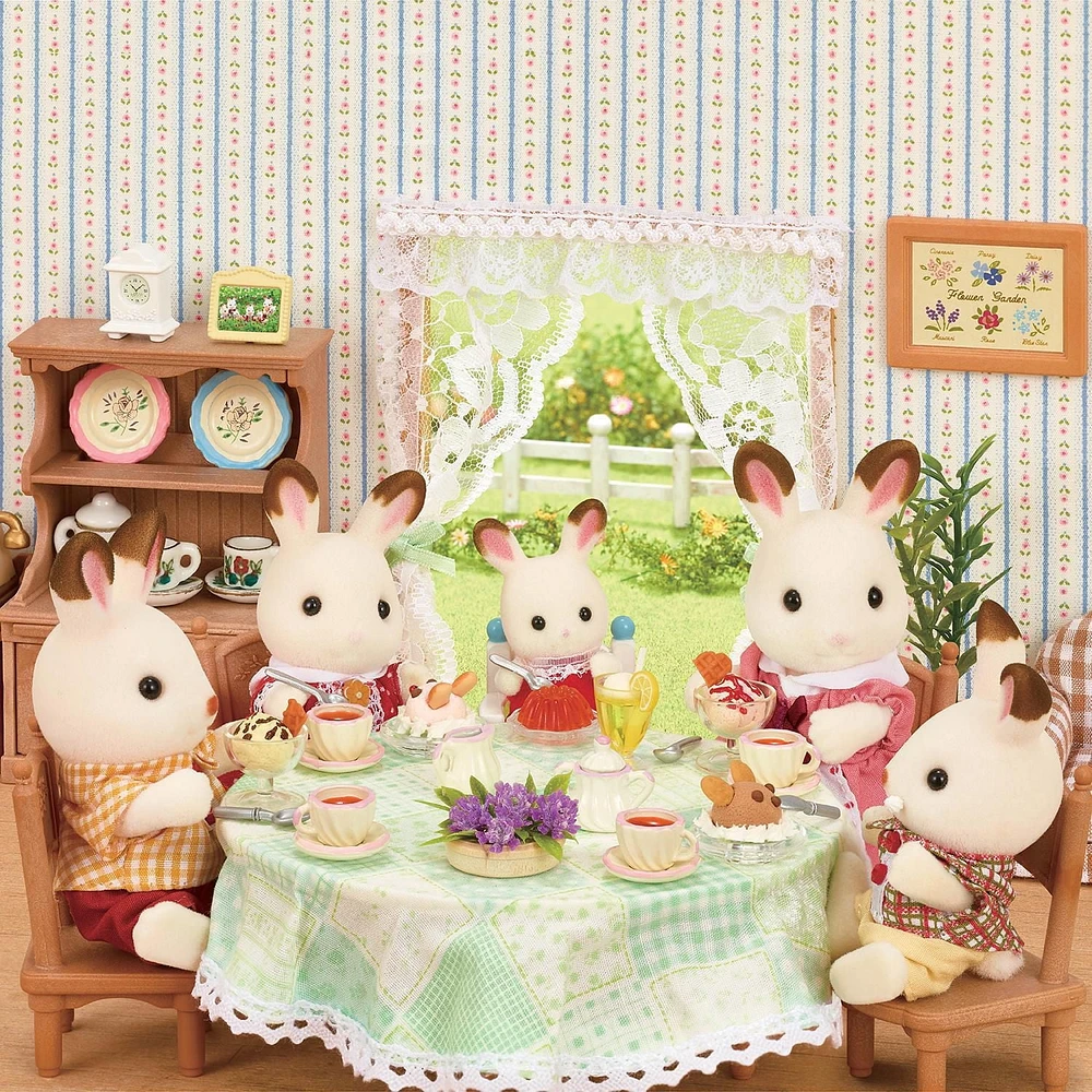 Calico Critters Hopscotch Rabbit Family, Set of 4 Collectible Doll Figures