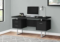Monarch Specialties Bureau, Bureau À Domicile, Ordinateur Portable, Configuration Gauche, Droite, Tiroirs De Rangement, 60"l, Travail, Métal, Stratifié, Noir, Gris, Contemporain, Moderne