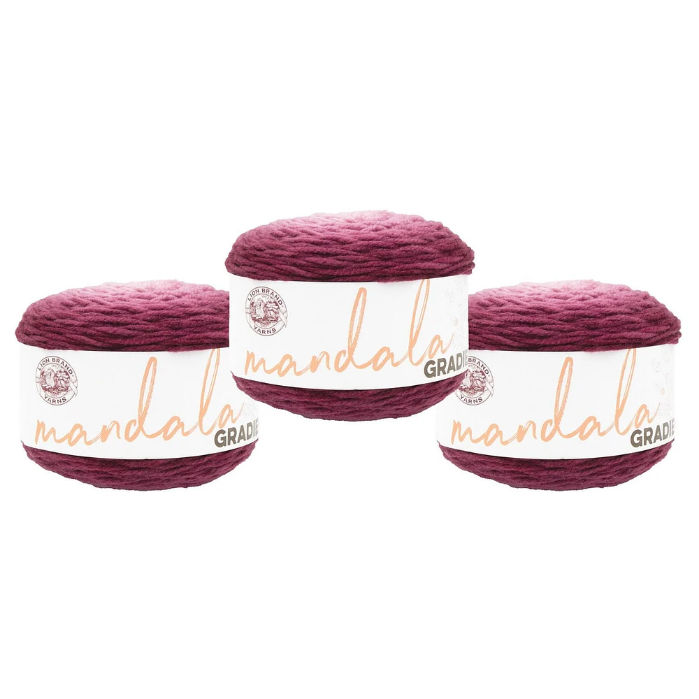 Lion Brand Mandala® Gradient Yarn #4 Medium/Worsted Yarn 150g/270m 3-Pack