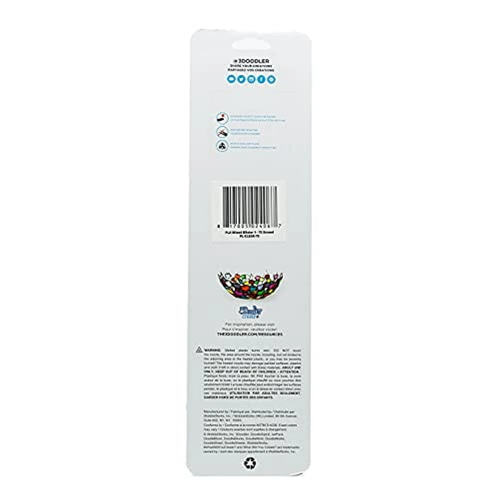3Doodler Create+ PLA Plastic Refill Kit - Bleu/Clear/Blanc - 75 Pack