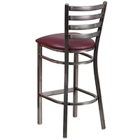 Lot de 2 pièces - Tabouret de restaurant de la série HERCULES en métal transparent à dossier échelle - siège en vinyle bourgogne
