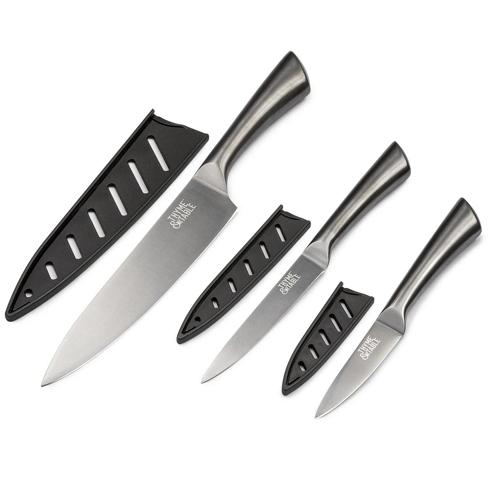 Thyme & Table Carbon Chef Knives, 3-Piece Set, Knife Set