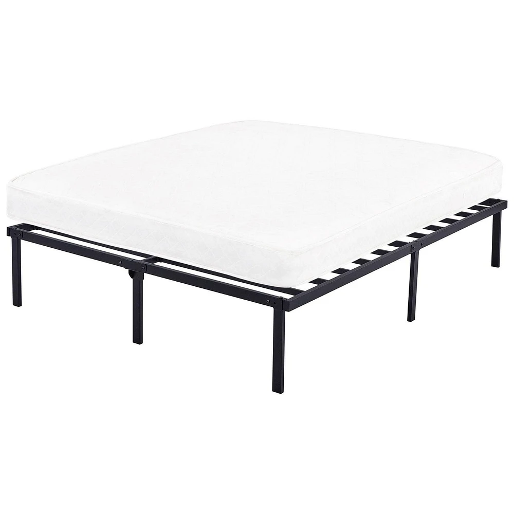 Piliers 14 " Cadre De Lit À Lattes Robuste, Acier Noir Tailles Twin, Full, Queen