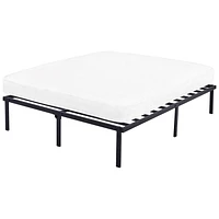 Piliers 14 " Cadre De Lit À Lattes Robuste, Acier Noir Tailles Twin, Full, Queen
