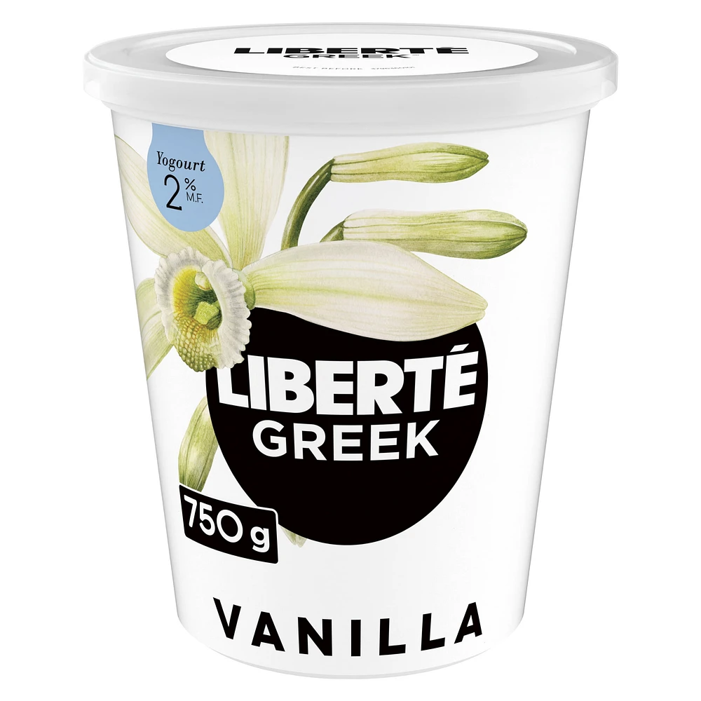 Liberté Grec Yogourt 2 %, Vanille, Teneur élevée en protéines, 750 g 750g