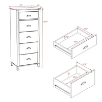 Commode haute Yaletown de Prepac à 5 tiroirs en fini blanc