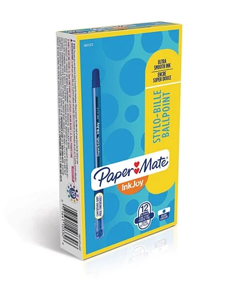 Paper Mate Stylos à bille InkJoy, 0,7 mm, bleu, Paq. de 12