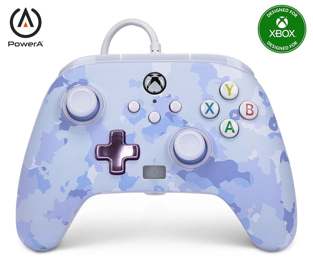 Manette câblée améliorée de PowerA pour Xbox Series X|S - Camo violet XboxX