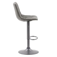 Tabouret de bar Palmer touffeté en cuir végane réglable gris, lot de 2