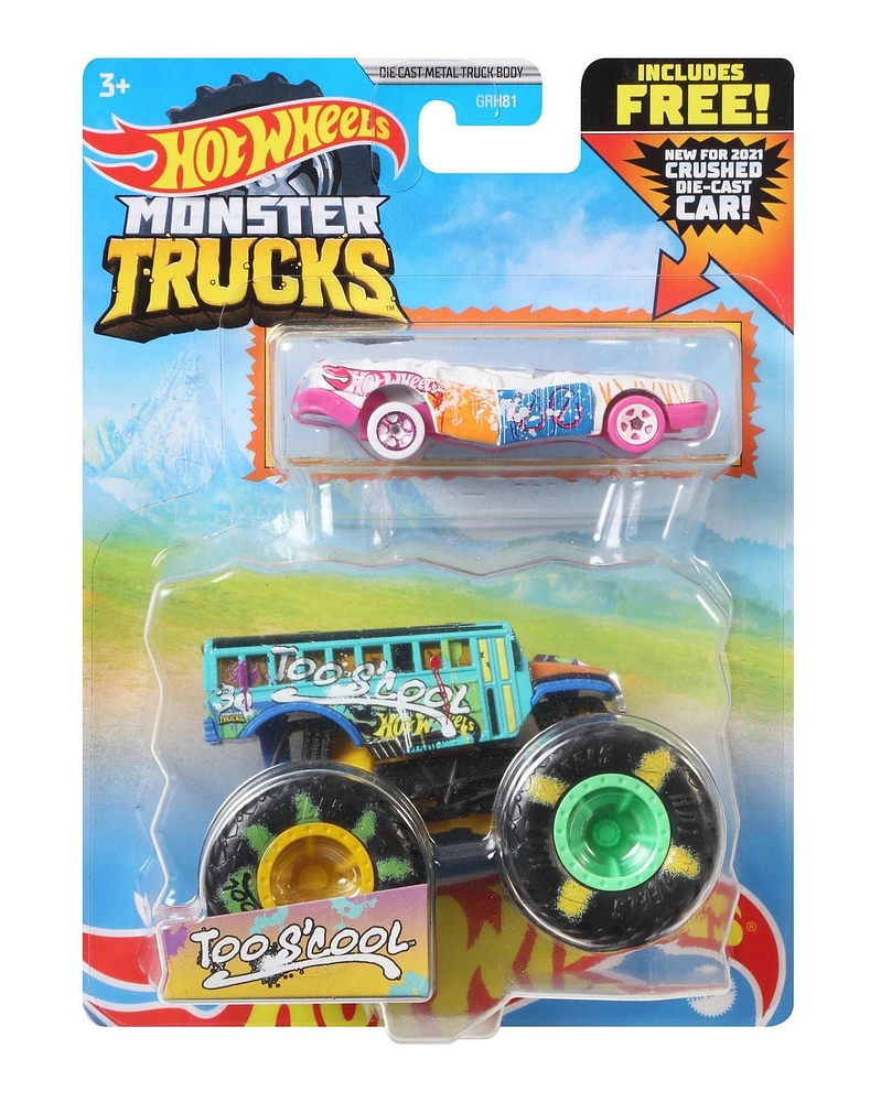 Hot Wheels Monster Trucks 1:64 scale Too S'cool 2-Pack Vehicles
