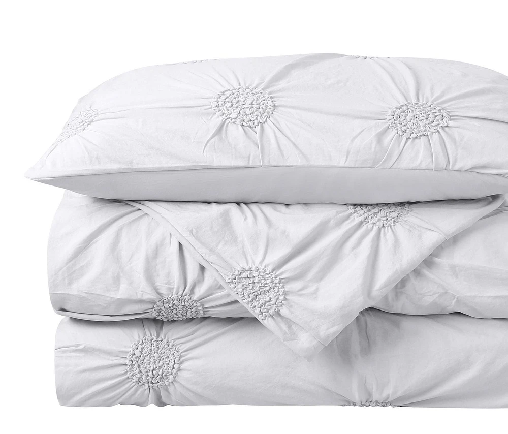 Ensemble de housse de couette de luxe à fleurs froncées de haute qualit