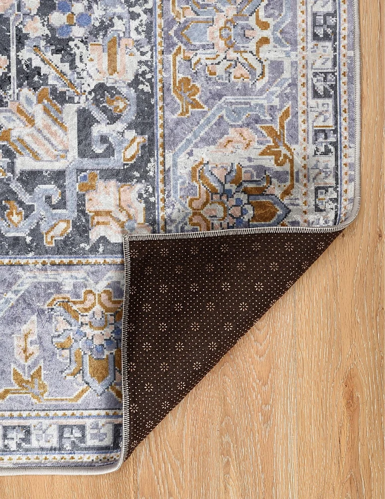 Tapis Emerald Canton bleu & ivoire de 6 pi 7 po x 9 pi 7 po